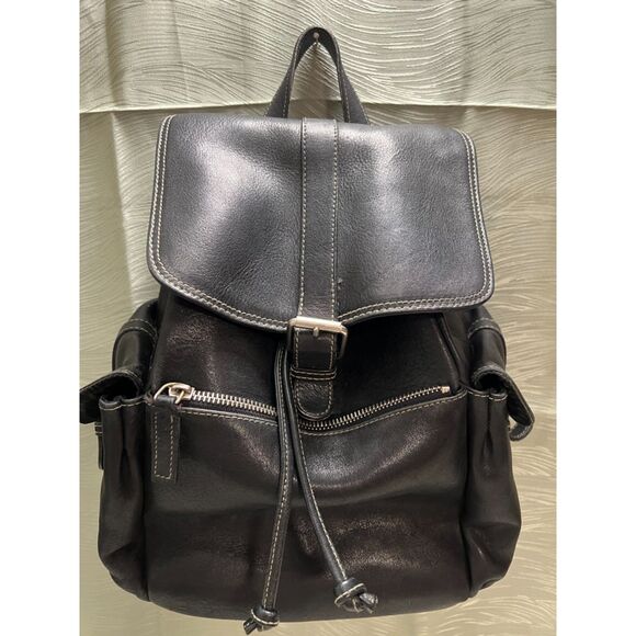 Vintage J Crew unisex black leather backpack main image 15